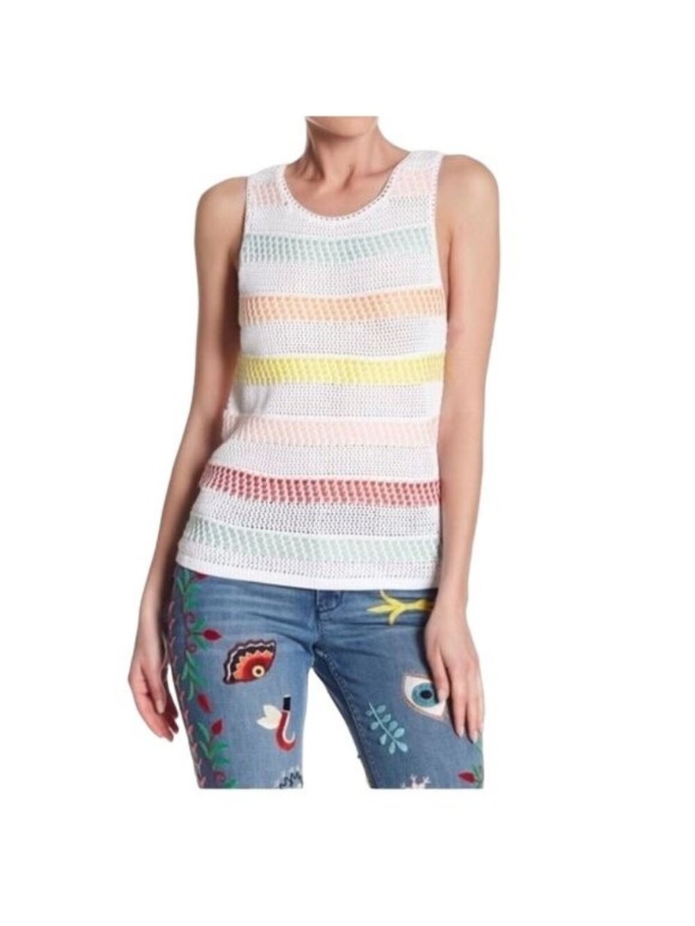 Alice + Olivia Womens Multicolor Trinity Textured Knit Tank Top Size XSmall